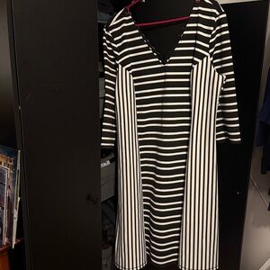 Lane Bryant Black and White Striped Dress